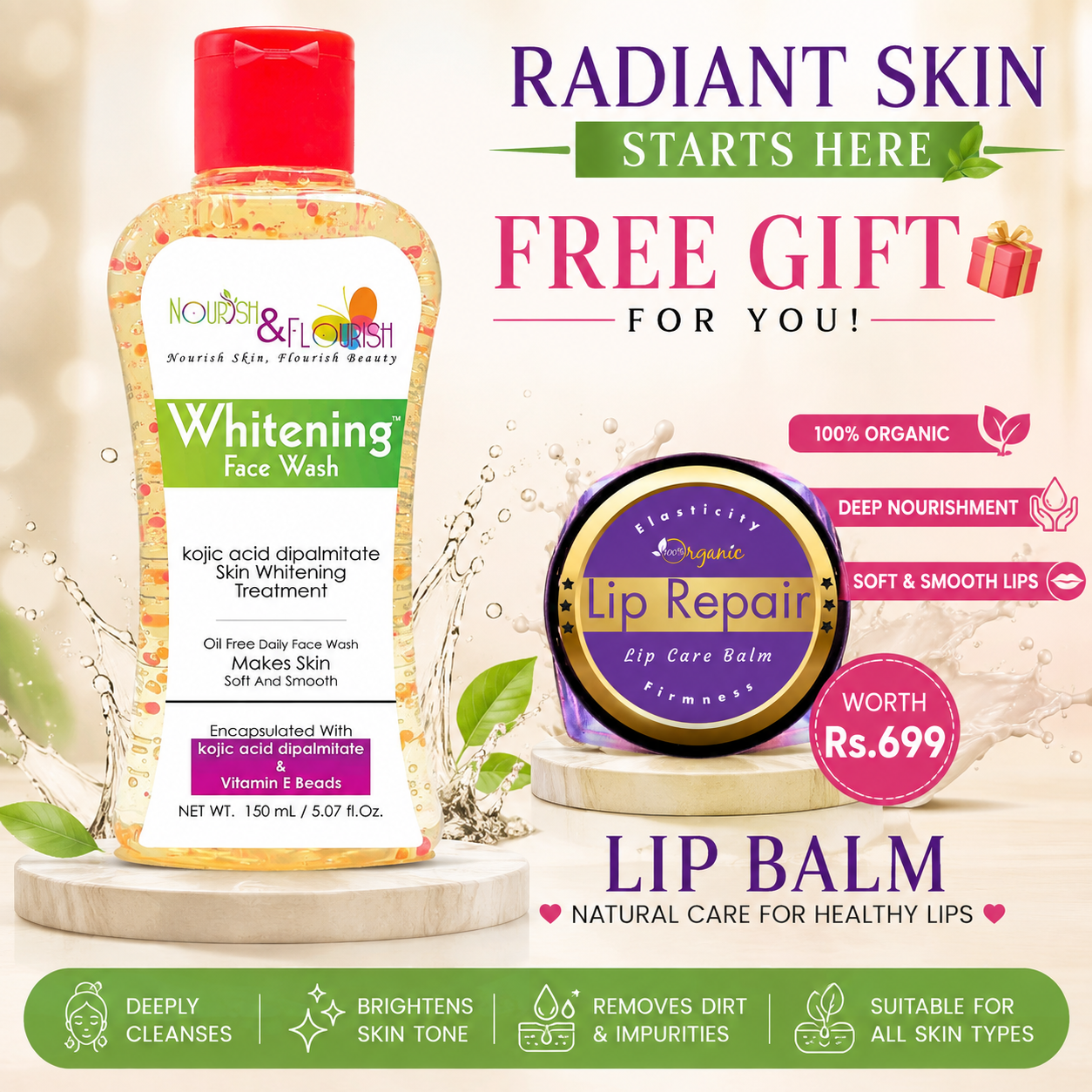 Whitening Face Wash + FREE Lip Repair Balm Worth Rs.699