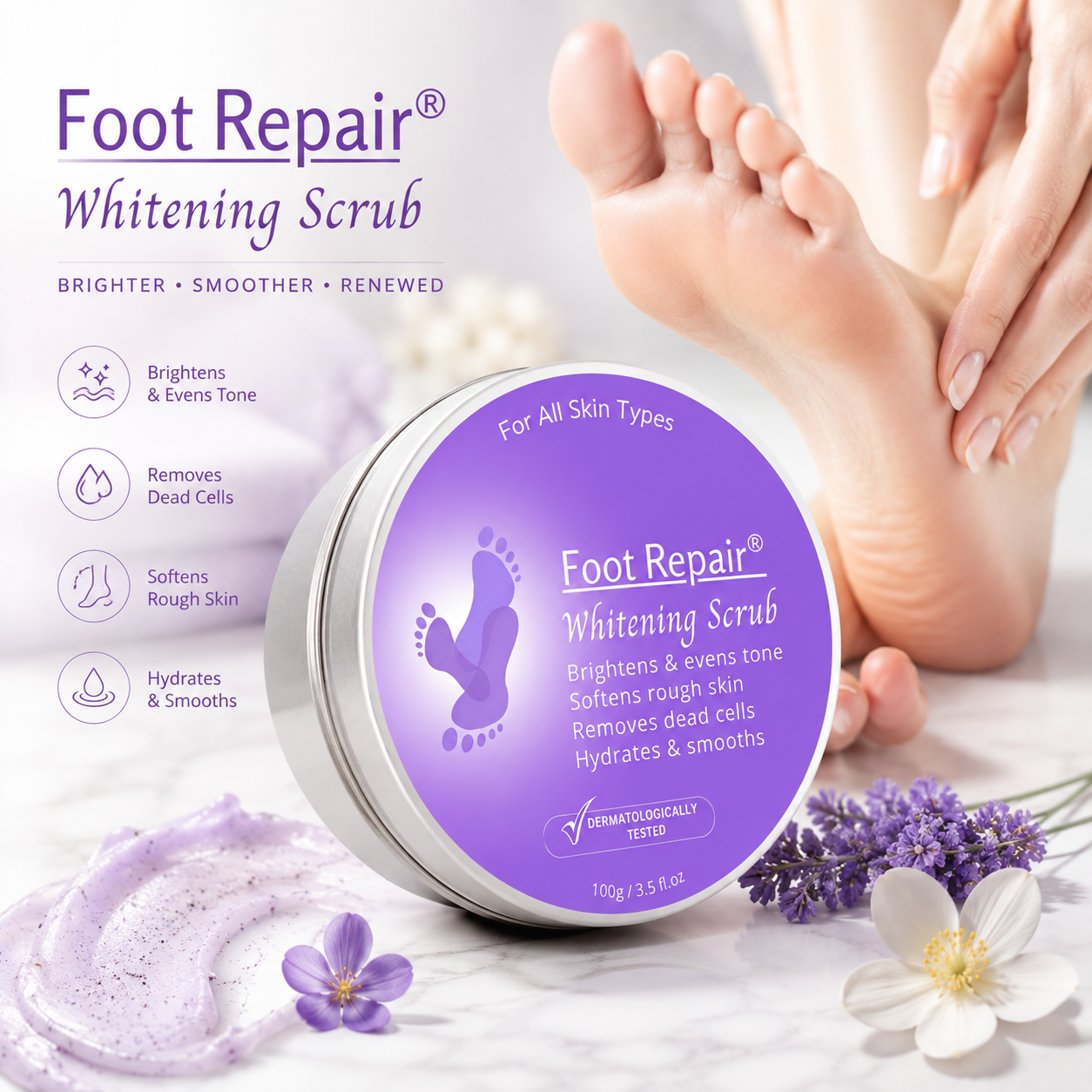 Whitening Scrub – Brightening & Smoothing Foot Scrub for Rough Skin