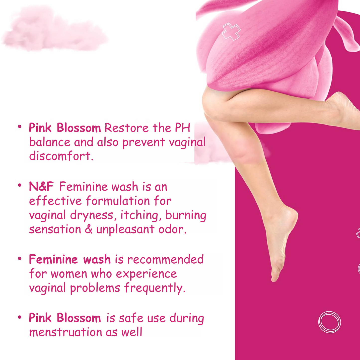 N&amp;F PINK BLOSSOM (شستشوی زنانه) - شستشوی واژینال - شما روزانه ضروری 150 میلی لیتر