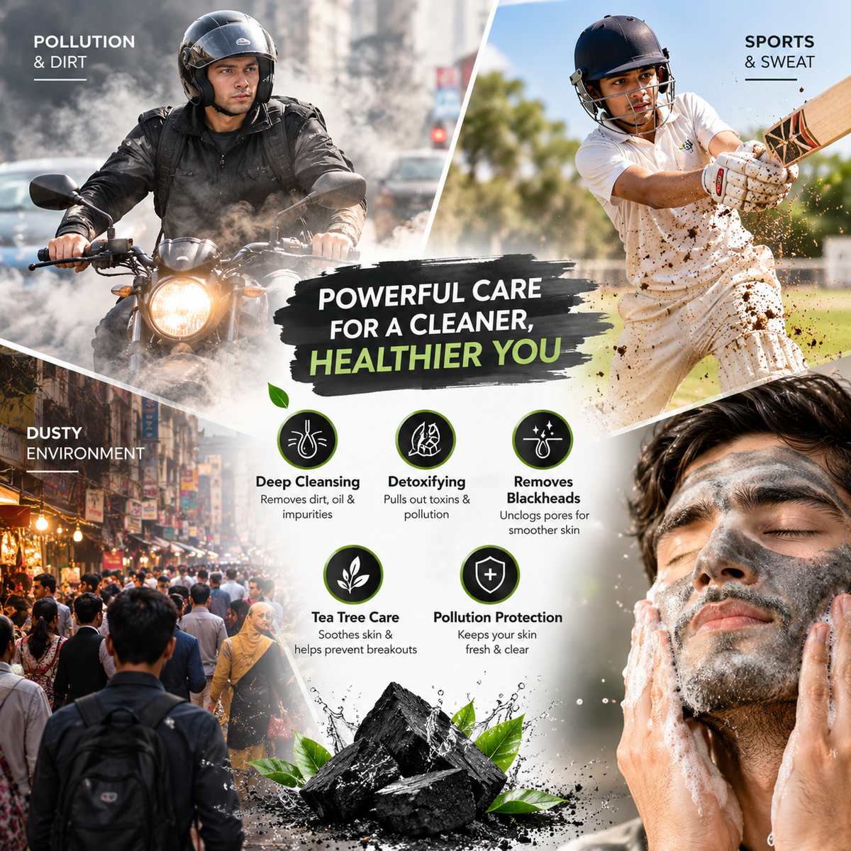 Charcoal Face Wash with Activated Charcoal & Tea Tree | Deep Cleansing Face Wash ( Coming Soon)