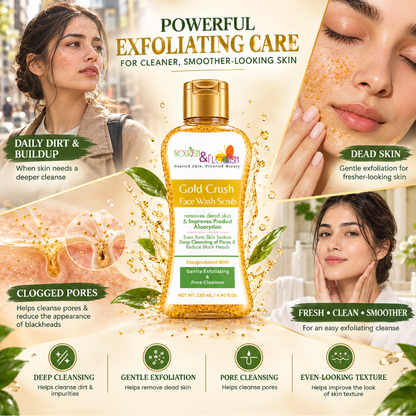 Gold Crush Face Wash Scrub with Gentle Exfoliants | Deep Cleansing & Pore Care (Coming Soon)