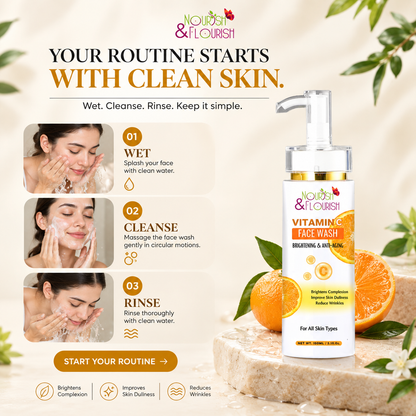 Nourish & Flourish Vitamin-C Face wash - Radiant Glow Face wash for Brighter Skin