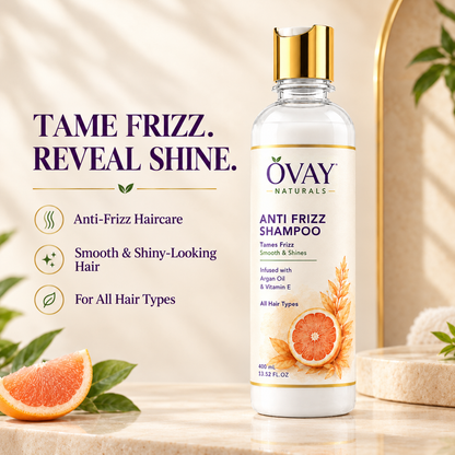 Ovay Naturals Anti Frizz Shampoo with Argan Oil & Vitamin E – Smooth & Shiny Hair, 400ml