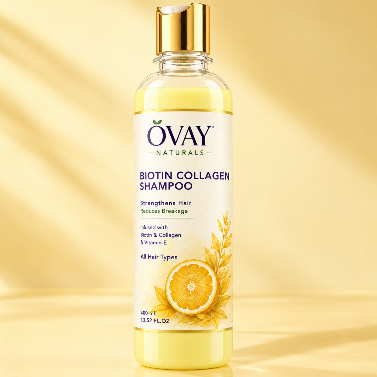 Ovay Naturals Biotin Collagen Shampoo with Vitamin E – Hair Strengthening & Breakage Care, 400ml