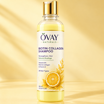 Ovay Naturals Biotin Collagen Shampoo with Vitamin E – Hair Strengthening & Breakage Care, 400ml