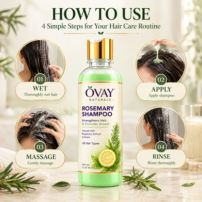 Ovay Naturals Rosemary Shampoo with Biotin – Strengthening & Hair Growth Care, 400ml