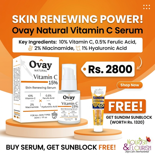 Ovay Vitamin C 15% Serum with FREE Sundim SPF 60 Sunblock Worth Rs.1320