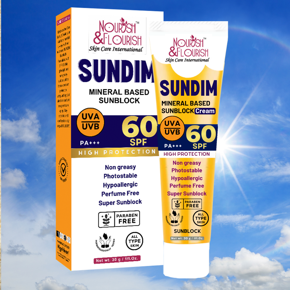Nourish & Flourish Sundim Sunblock Cream - SPF 60  - Mineral Based Super Sunblock 30g
