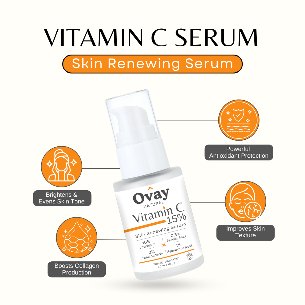 Ovay Natural Vitamin C 15% Serum – Brighten, Firm & Protect Your Skin 30ML