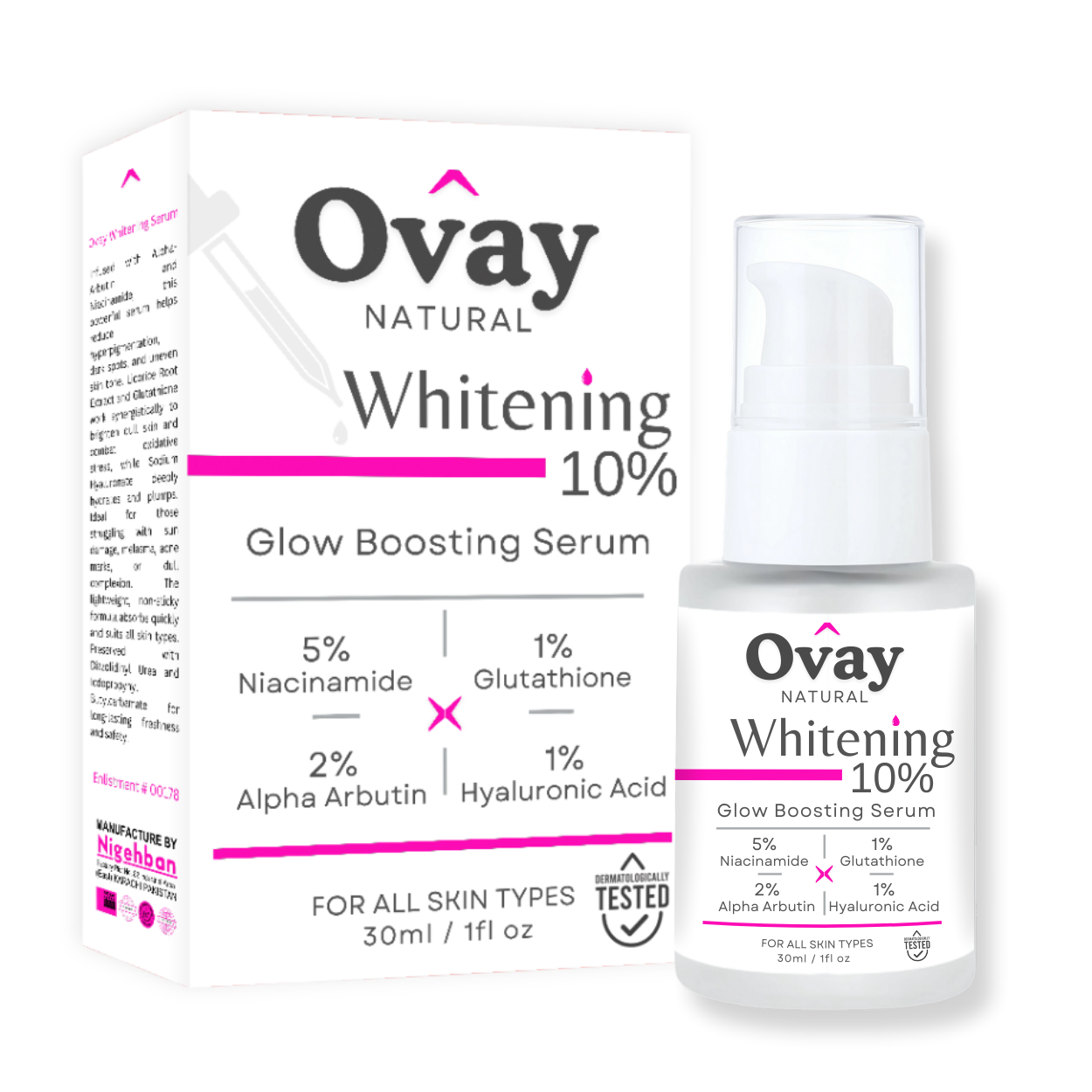 Ovay Natural Whitening 10% Serum – Brighten & Even Skin Tone Naturally 30ML