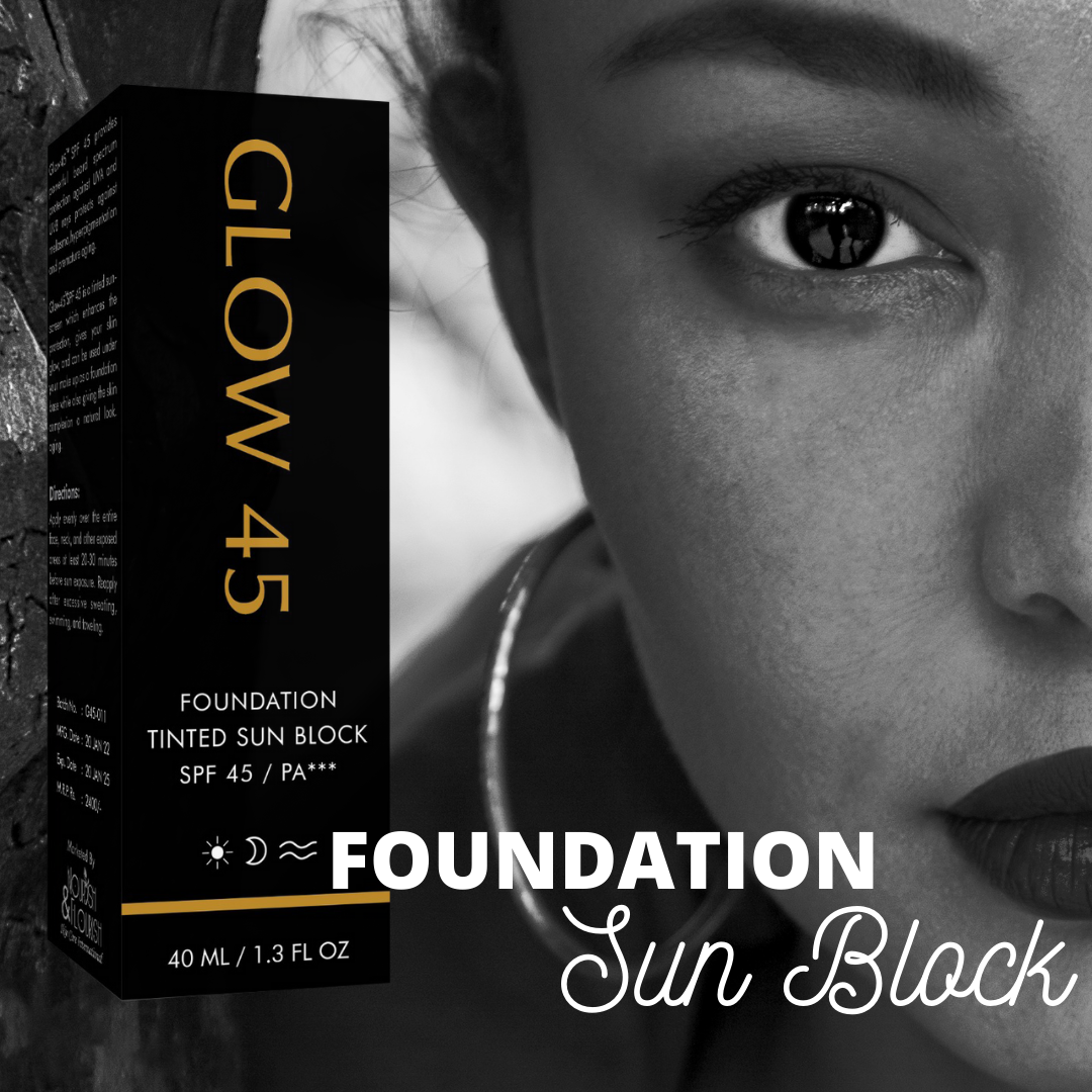 GLOW 45 Foundation Based Sunblock Cream Tinted Sun Block SPF 45